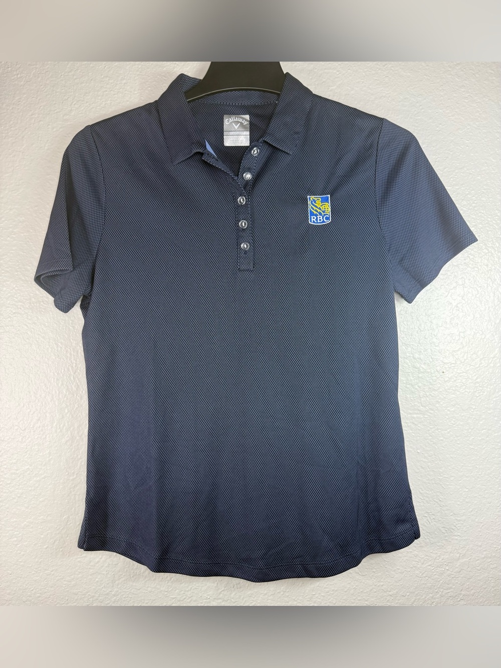 Women’s Callaway Navy Blue Polo Shirt Size Small embroidered RBC logo Opti-dri‎